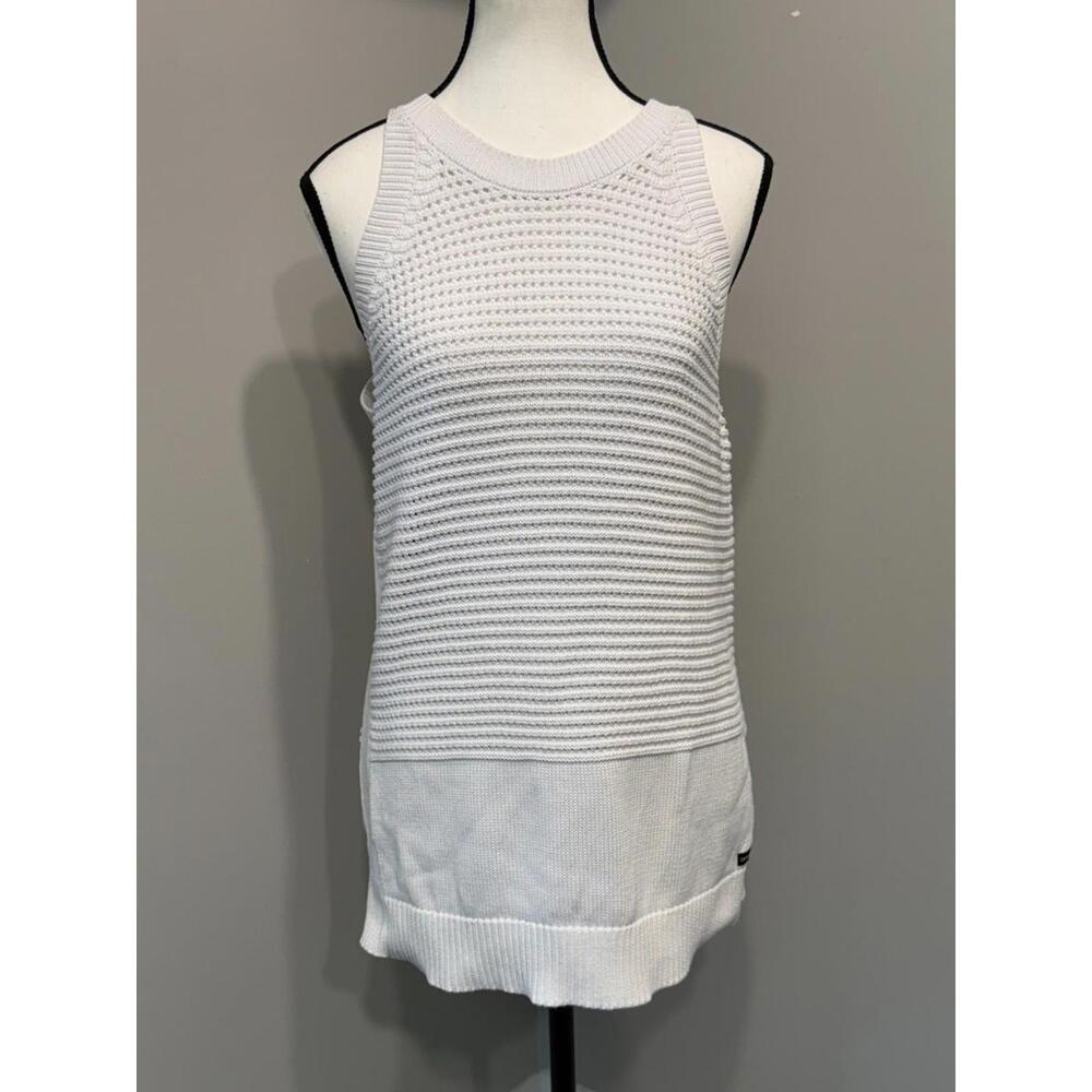 Calvin Klein Large Open‎ Stitch Knit Sleeveless Sweater Preppy